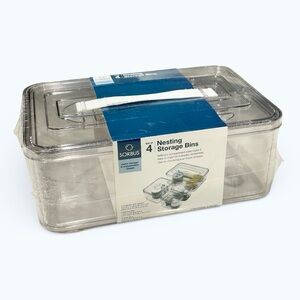 Sorbus Clear Nesting Storage Bins Set of 4
